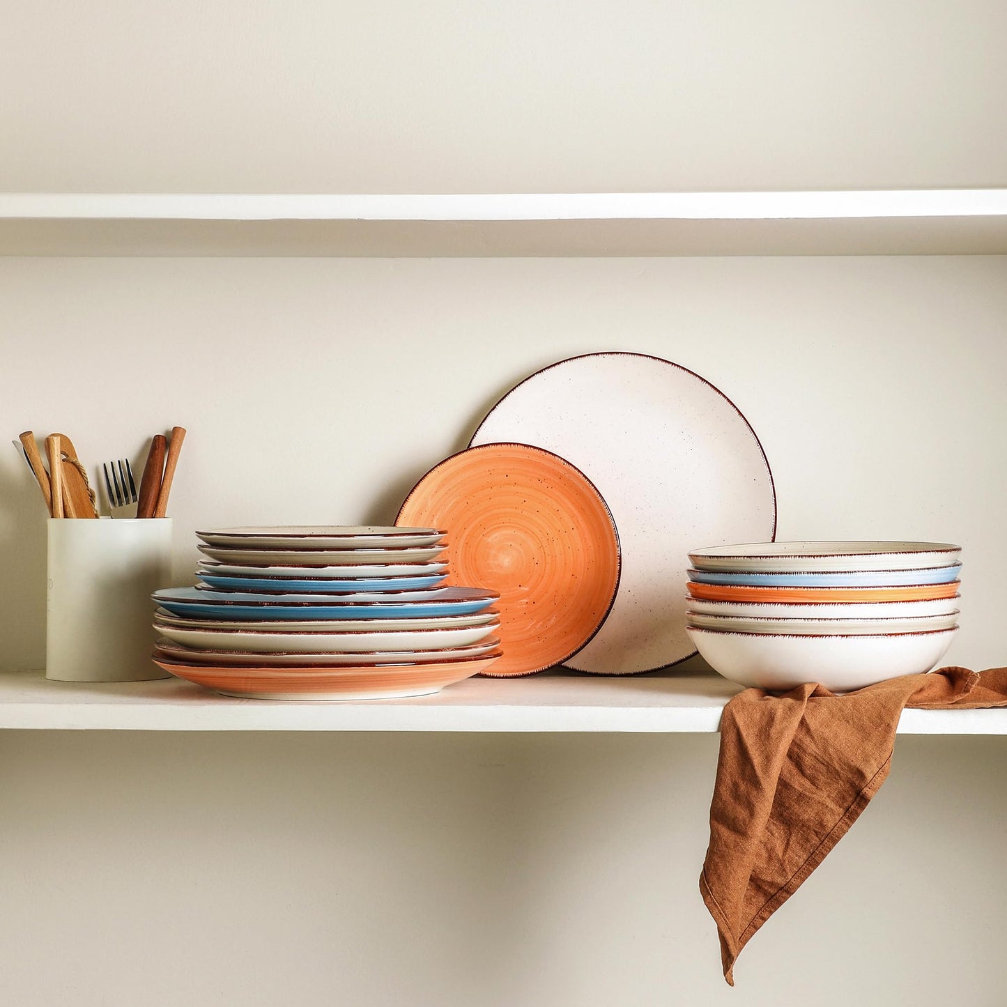 Voosline Ceramic Dinner Plates β Set of 6, 10.5 Inch, Blue
