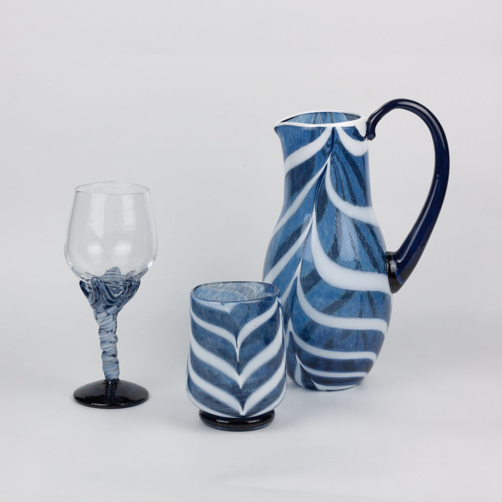 Cobalt Blue & White Swirl Classic Glass Pitcher