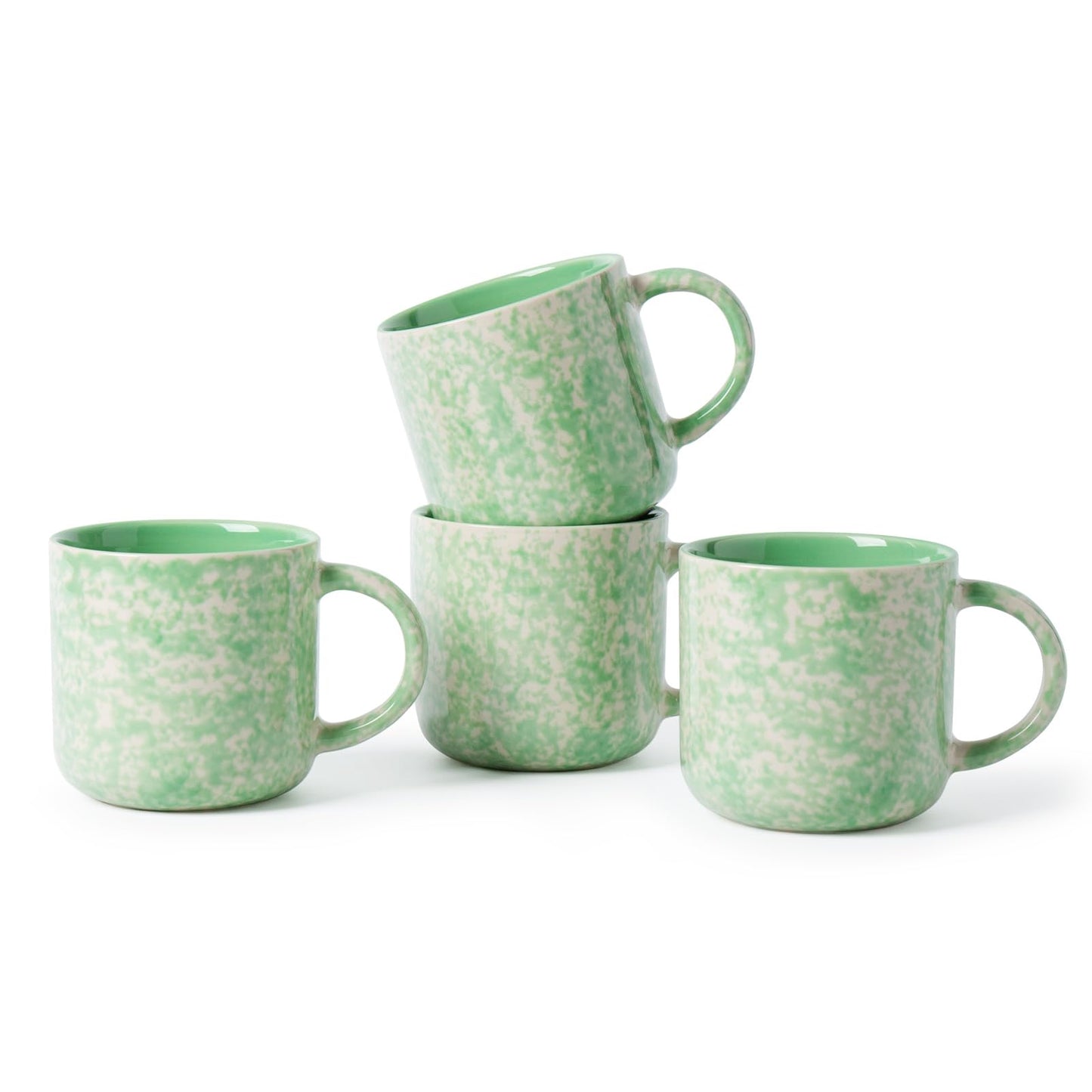 Voosline 12oz Ceramic Coffee Mugs – Set of 4, Green