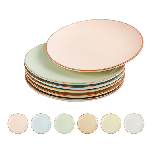 Voosline Colorful Ceramic Dessert Plates – Set of 6, 8 Inch, Assorted Colors