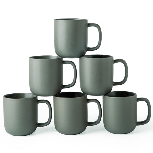 Voosline 14oz Ceramic Coffee Mugs – Set of 6, Reactive Glaze