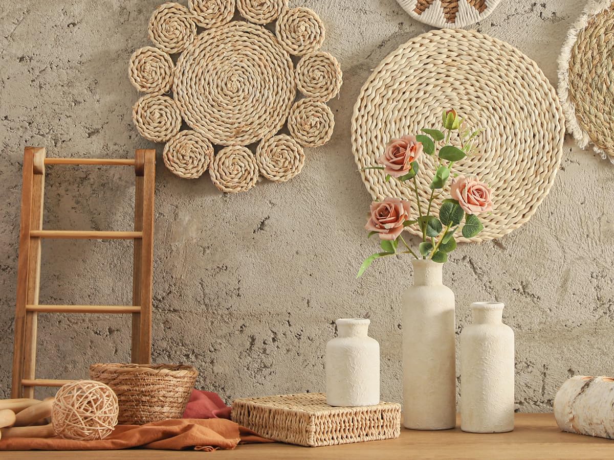 Voosline Ceramic Vases Set of 3 – Whitewashed Neutral, Farmhouse Decor