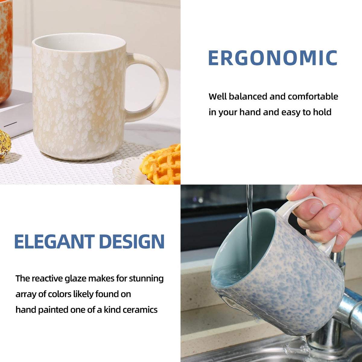 Voosline 17oz Ceramic Coffee Mugs – Set of 4