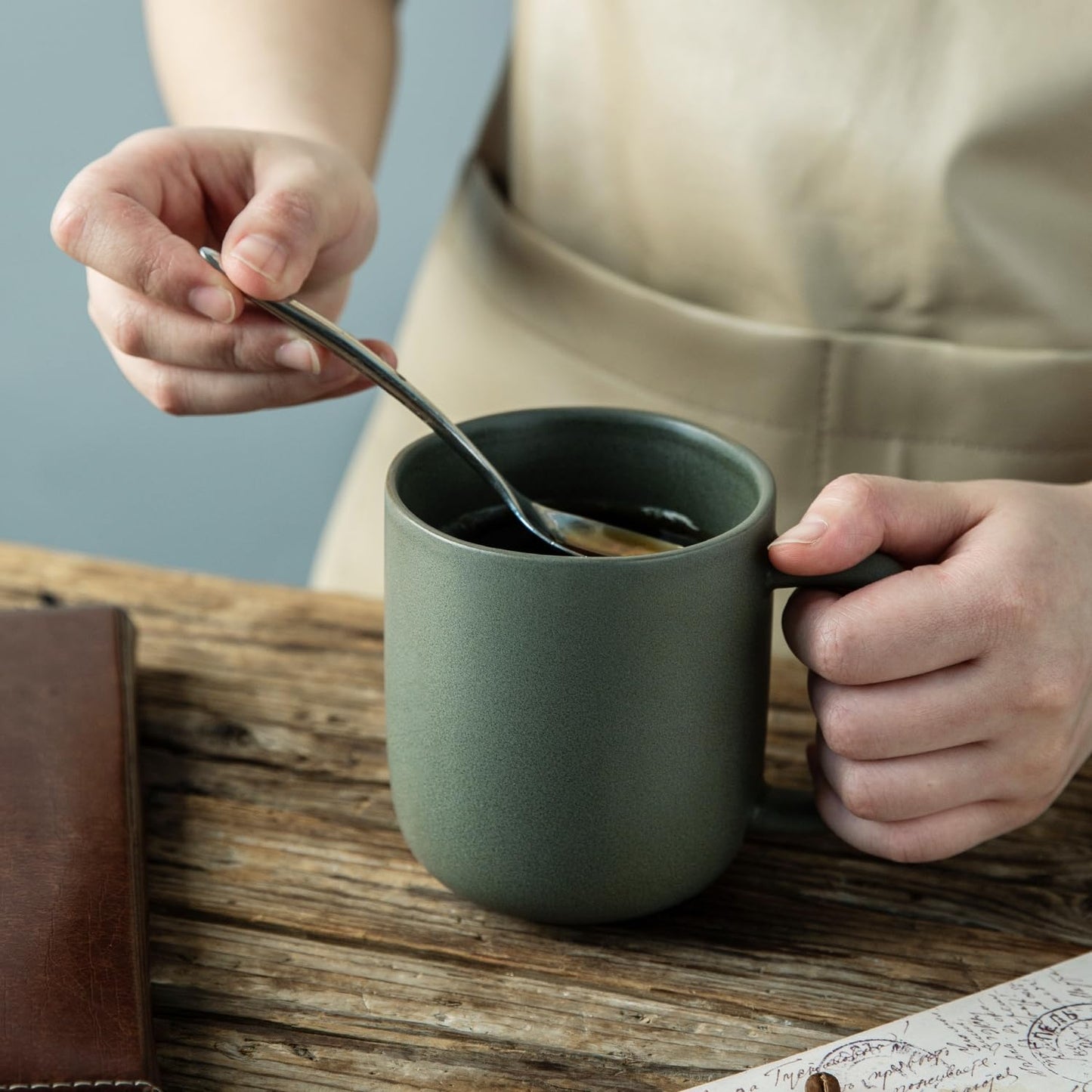 Voosline 14oz Ceramic Coffee Mugs – Set of 6, Reactive Glaze