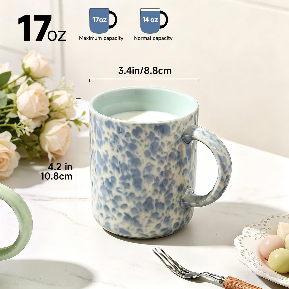 Voosline 17oz Ceramic Coffee Mugs – Set of 4