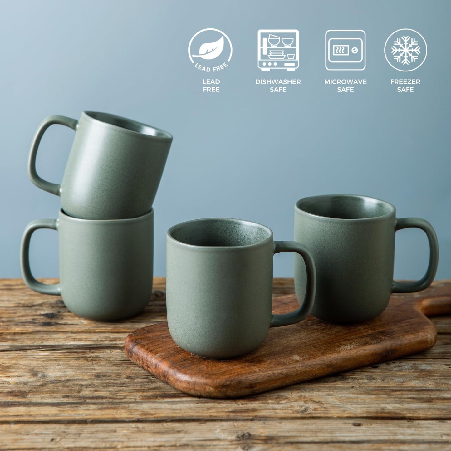 Voosline 14oz Ceramic Coffee Mugs – Set of 6, Reactive Glaze