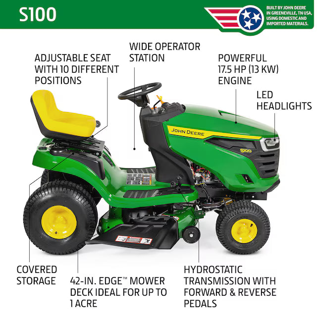 S100 42 in. 17.5 HP Gas Hydrostatic Riding Lawn Mower