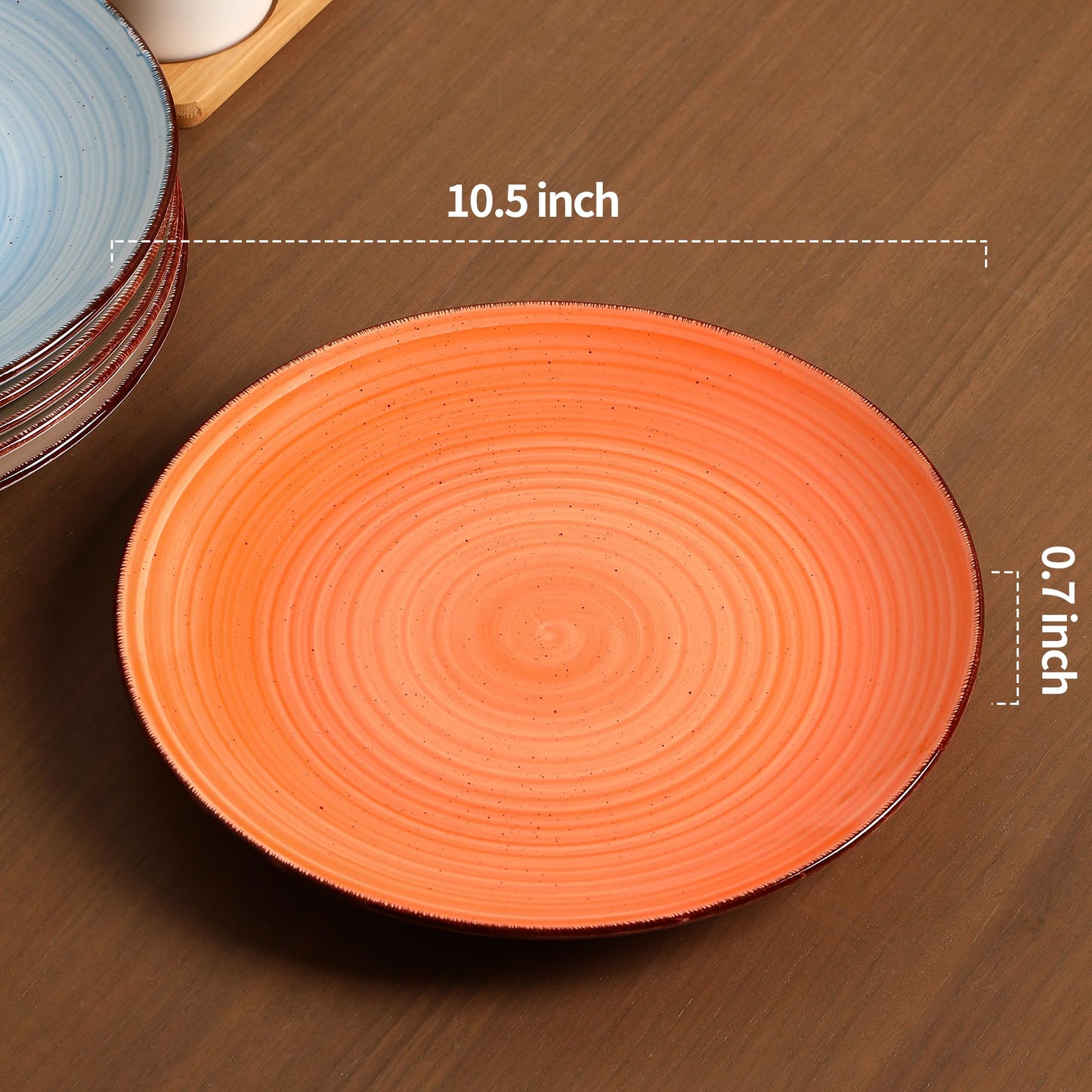 Voosline Ceramic Dinner Plates – Set of 6, 10.5 Inch, Blue