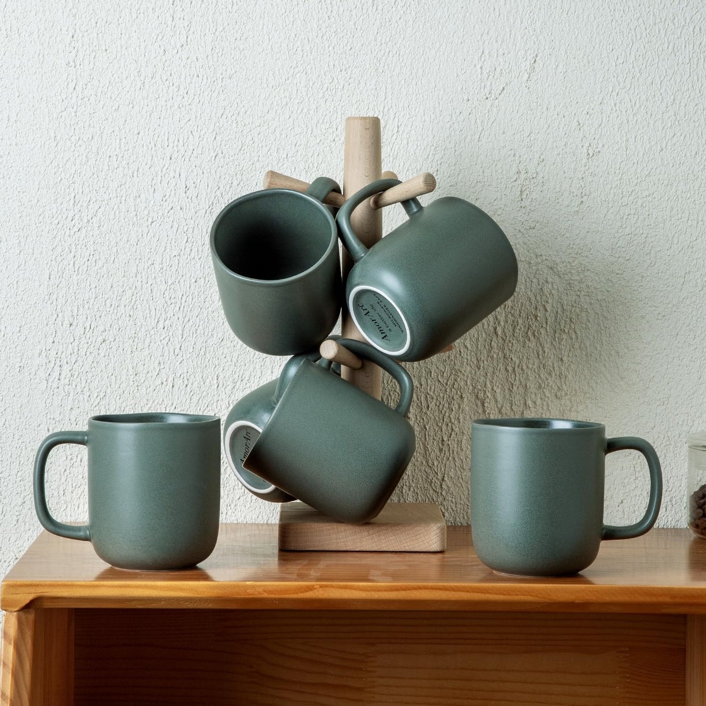 Voosline 14oz Ceramic Coffee Mugs – Set of 6, Reactive Glaze