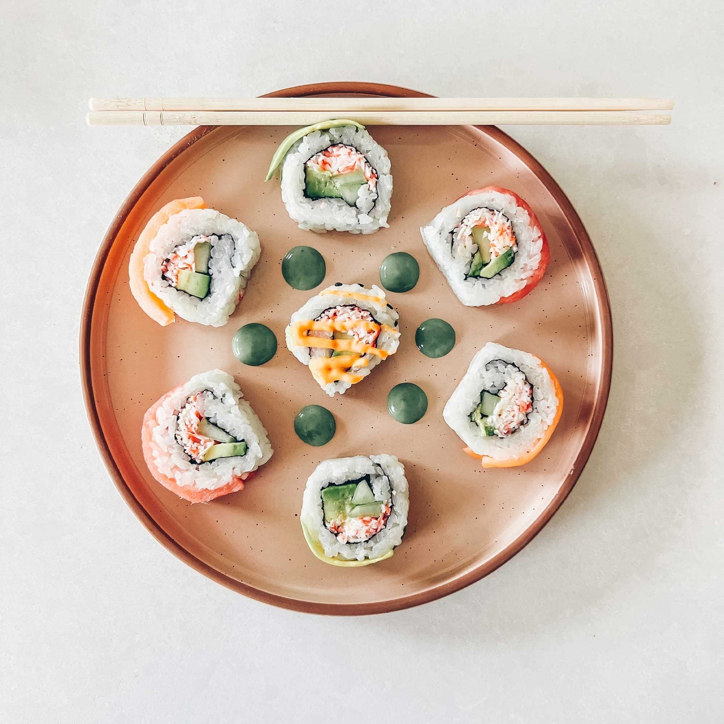 Voosline Ceramic Flat Plates – Set of 6, 8 Inch, Neutral Colors