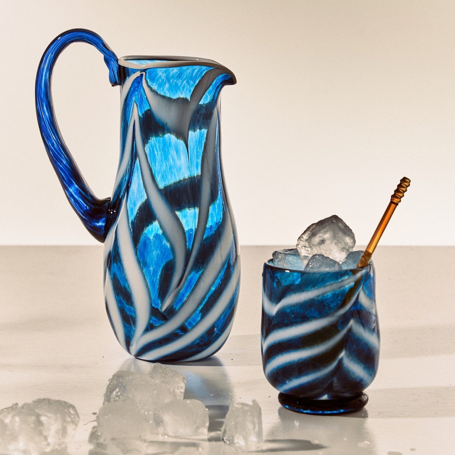 Cobalt Blue & White Swirl Classic Glass Pitcher