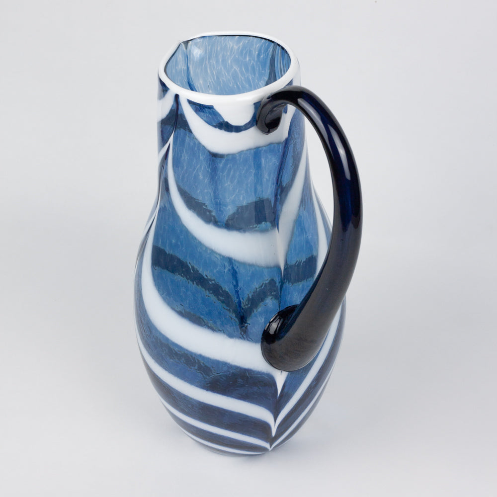 Cobalt Blue & White Swirl Classic Glass Pitcher