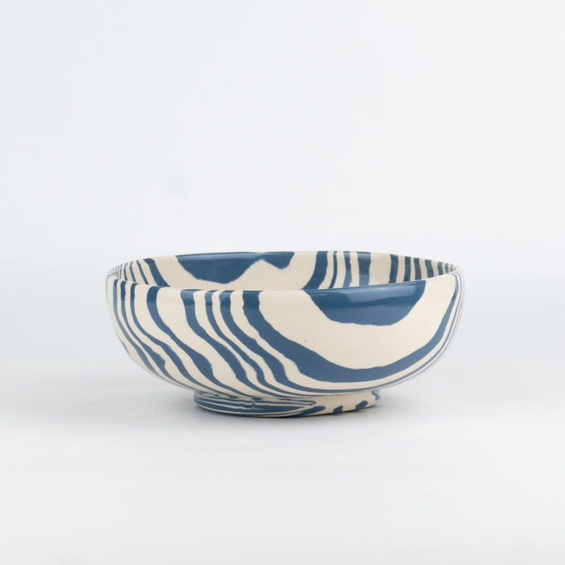 Azure Blue & White Marble Eye-Catching Ceramic Bowl